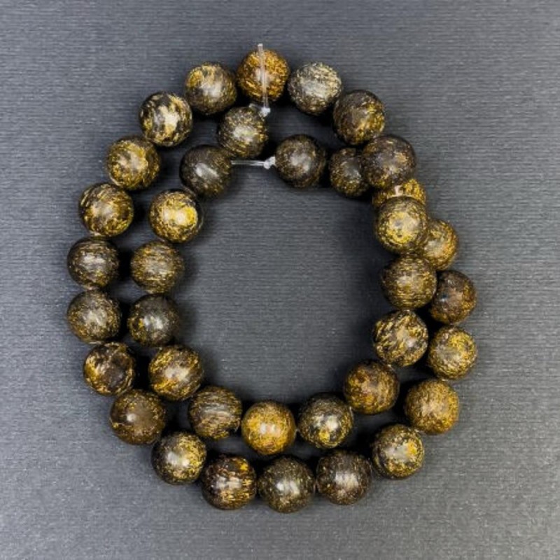 Bronzit-Perlen aus natürlichem Stein, glatt, Durchmesser 10,5 mm, Loch 1,5 mm ±, Länge 38 cm ±
