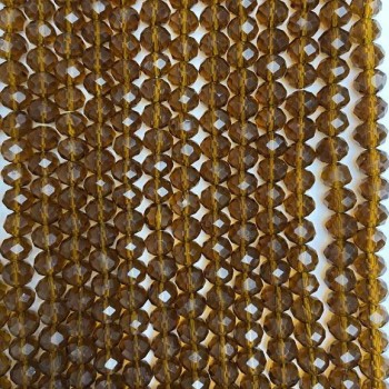 Perlen aus tschechischem Kristall auf Faden braun-transparent facettiert Rondell, Durchmesser 8×6 mm + -, Länge 40 cm +