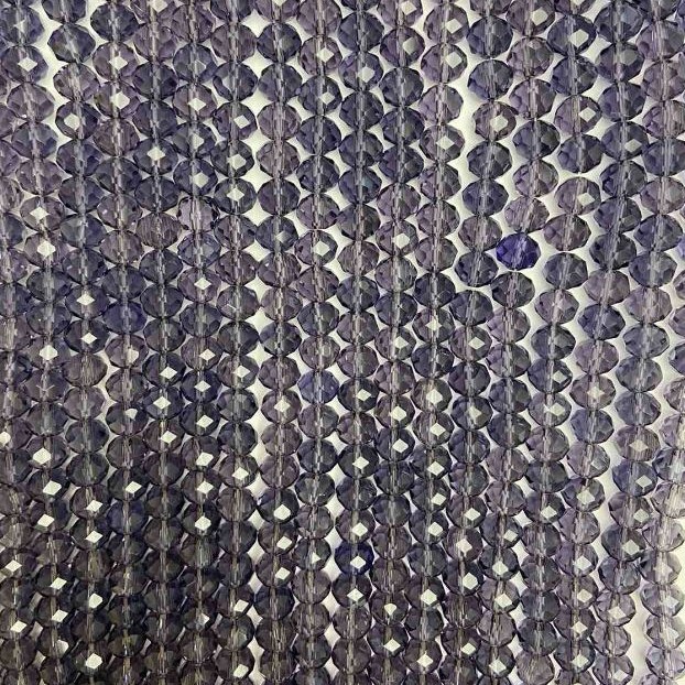 Rondell-Perlen aus tschechischem Kristall auf Schnur, violett-transparent, facettiert, Durchmesser 8×6,5 mm, Länge ca. 40 cm +
