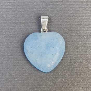 Herz-Anhänger aus Aquamarin, natürlicher Stein, 20×20 mm+