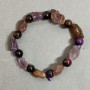 Armband aus rohem Amethyst-Perlen 15 × 10 mm ± und Katzenauge-Kugeln 8 mm ±, Länge 18 cm Stretch