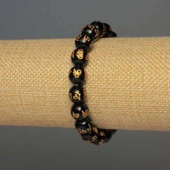 Achat-Armband (einzeln) glatte Kugel, Durchmesser 10 mm ± 18 cm ± Stretch