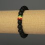 Armband aus Holzperlen, Durchmesser 10 mm ±, Acryl-Einlage 9×8 mm ±, Länge 18 cm ±, elastisch