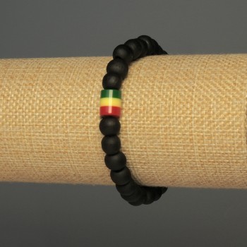 Armband aus Holzperlen, Durchmesser ca. 8 mm, Acryl-Einsatz 9 × 8 mm, Länge ca. 18 cm, Stretcharmband