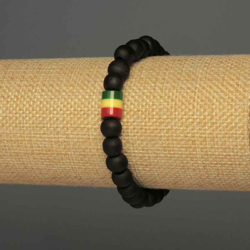 Armband aus Holzperlen, Durchmesser ca. 8 mm, Acryl-Einsatz 9 × 8 mm, Länge ca. 18 cm, Stretcharmband
