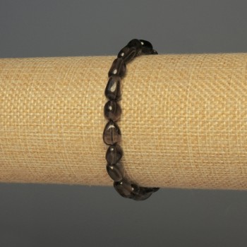 Armband aus Rauchquarz, facettierte Perlen, Durchmesser ca. 7–10 × 7 mm ±, Länge ca. 18 cm, Stretch