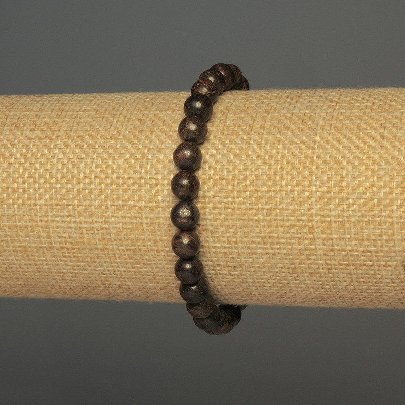 Bronzit-Armband, glatte Kugeln, Durchmesser ca. 6 mm, Länge ca. 18 cm, Stretch