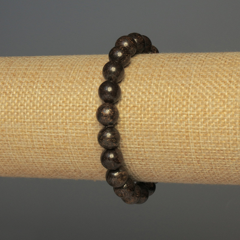 Armband aus Bronzit, glatte Kugeln, Ø 8 mm, ca. 18 cm, elastisch