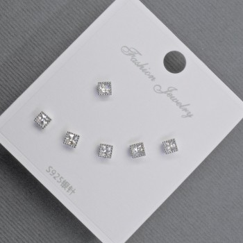 Ohrstecker 3,5 mm ± silberfarbenes Metall, weiße Strasssteine