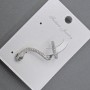 Ohrclip „Schlange“ aus silberfarbenem Metall, 14×30 mm ± weiße und grüne Strasssteine
