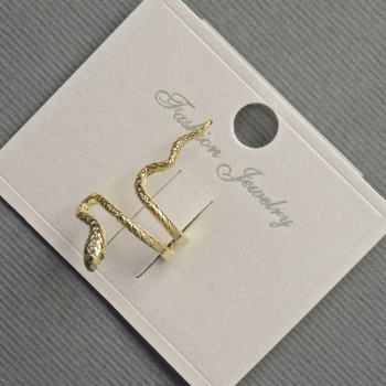 Clip-On-Ohrstecker 'Schlange' mit grünen Strasssteinen, goldfarbenes Metall 13x26 mm+
