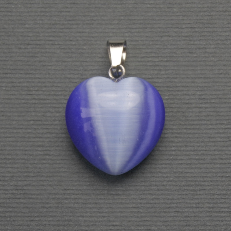 Anhänger Herz Katzenauge violett, silberfarbenes Metall, Durchmesser 20×20 mm, Länge ca. 30 mm