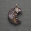 Mondanhänger mit Amethyst im goldenen Geflecht, Durchmesser ca. 35 mm, Länge ca. 45 mm