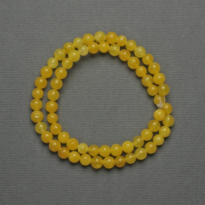 Citrin-Imitat-Perlen, glatte Kugeln, Durchmesser ca. 6 mm ±, auf Schnur, Länge ca. 37 cm+