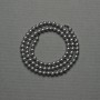 Terahertz-Perlen, glatte Kugel, Durchmesser ca. 5 mm ±, Farbe Dunkles Silber, auf der Schnur, Länge ca. 41 cm+