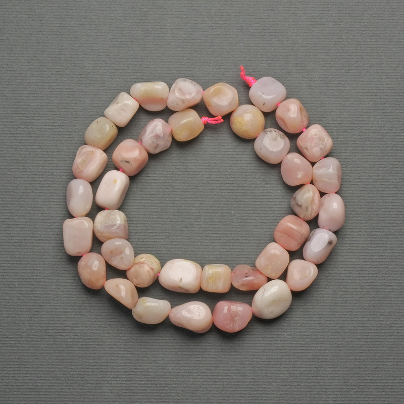 Rosaopal-Perlen – oval, Durchmesser ca. 11×10 mm, auf Schnur, Länge ca. 40 cm