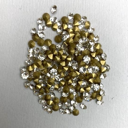 Strasssteine, weiß, Durchmesser ca. 3,8 mm, Verpackung ca. 10 g