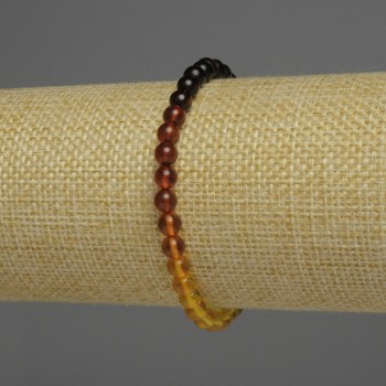 Armband Bernstein-Gradient, glatte Kugeln, Durchmesser ca. 5 mm, Länge ca. 18 cm, Stretch