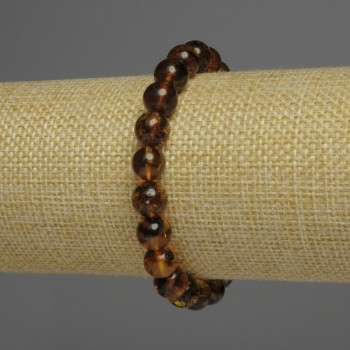 Armband aus Bernstein, glatte Kugeln, Durchmesser 9 mm, Länge ca. 18 cm, elastisch