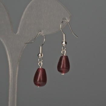 Ohrringe aus getöntem Rosenquarz 8×12 mm, Länge ca. 32 mm