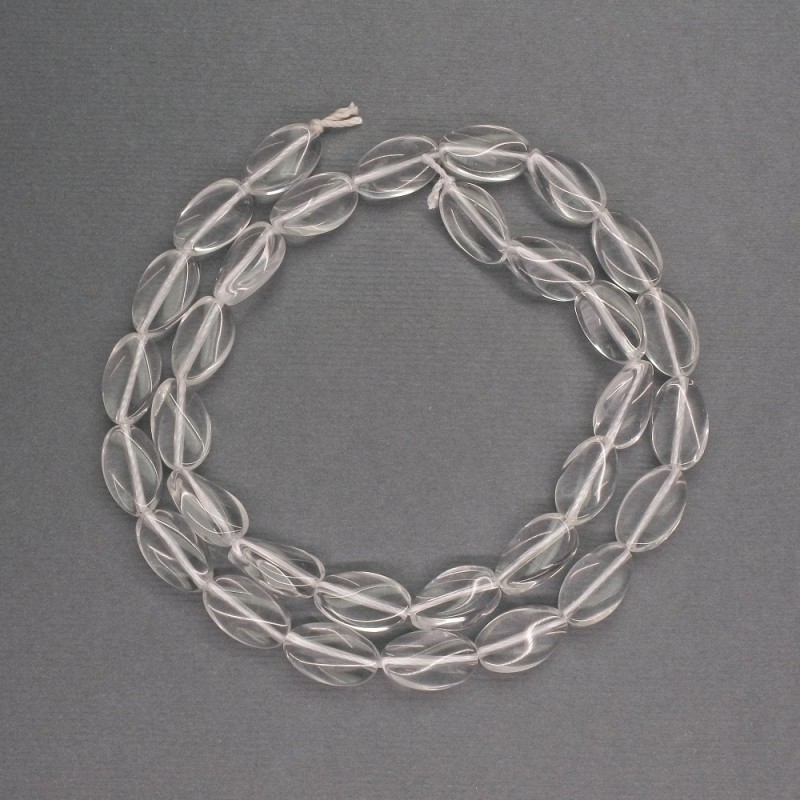 Perlen aus natürlichem Bergkristall, gebogenes Oval, Durchmesser 8×12 mm, Länge ca. 40 cm