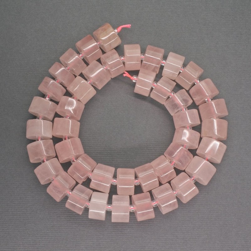 Zylinder-Perlen aus Rosenquarz, Naturstein, Durchmesser 11×6 mm, Länge ca. 40 cm
