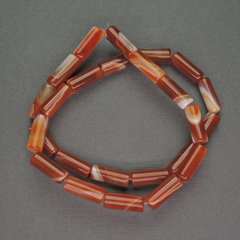 Sardonyx-Zylinderperlen aus natürlichem Stein, Durchmesser ca. 6×15 mm, Länge ca. 39 cm ±