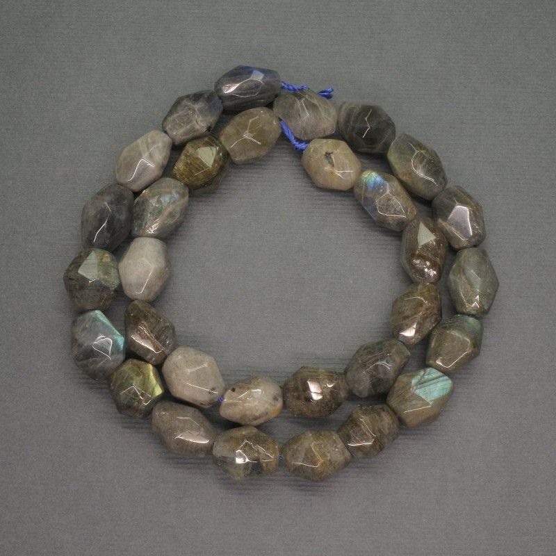 Perlen aus natürlichem Labradorit – facettierte Rondelle, Ø 10×13 mm, Länge ca. 38 cm