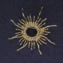 Sonnenbrosche mit weißen Strasssteinen, goldfarbenes Metall, 48 mm+