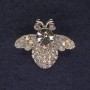 Insektenbrosche mit irisierenden und weißen Strasssteinen, silberfarbenes Metall, Durchmesser 28×23 mm +
