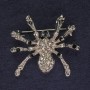 Brosche Spinne mit weißen und schwarzen Strasssteinen, silberfarbenes Metall, 29×29 mm+