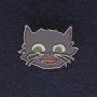 Katzenbrosche, Farbe grau, Emaille, silberfarbenes Metall, 27×22 mm+