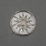 Verbindungsstück Sonne mit natürlichem Perlmutt, 25×30×3 mm ± silberfarbenem Metall