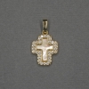 Kreuzanhänger mit Perlmutt-Einlage 13×15×18×2,5 mm ± goldfarbenes Metall