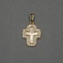 Kreuzanhänger mit Perlmutt-Einlage 13×15×18×2,5 mm ± goldfarbenes Metall