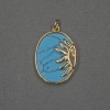 Sonnenanhänger mit Türkis-Einlage (gepresst) 17×20×24×3 mm ± goldfarbenes Metall