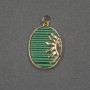 Anhänger Sonne mit Malachit-Inlay (gepresst) 17×20×24×3 mm ± goldfarbenes Metall