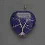 Herzanhänger aus Lapislazuli, 31 × 31 × 38 mm ±, in silberfarbenem Metallgeflecht eingefasst