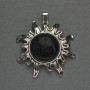 Anhänger Sonne Aventurin Nacht Kaïra, 42 mm ±, Länge ca. 48 mm ±, silberfarbiges Metall