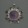 Anhänger Sonne Amethyst 42 mm ±, Länge ca. 48 mm ±, silberfarbenes Metall