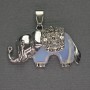 Anhänger Elefant Mondstein 39×34 mm ± silberfarbenes Metall