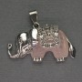 Anhänger Elefant aus Rosenquarz, 39×34 mm ± silberfarbenes Metall