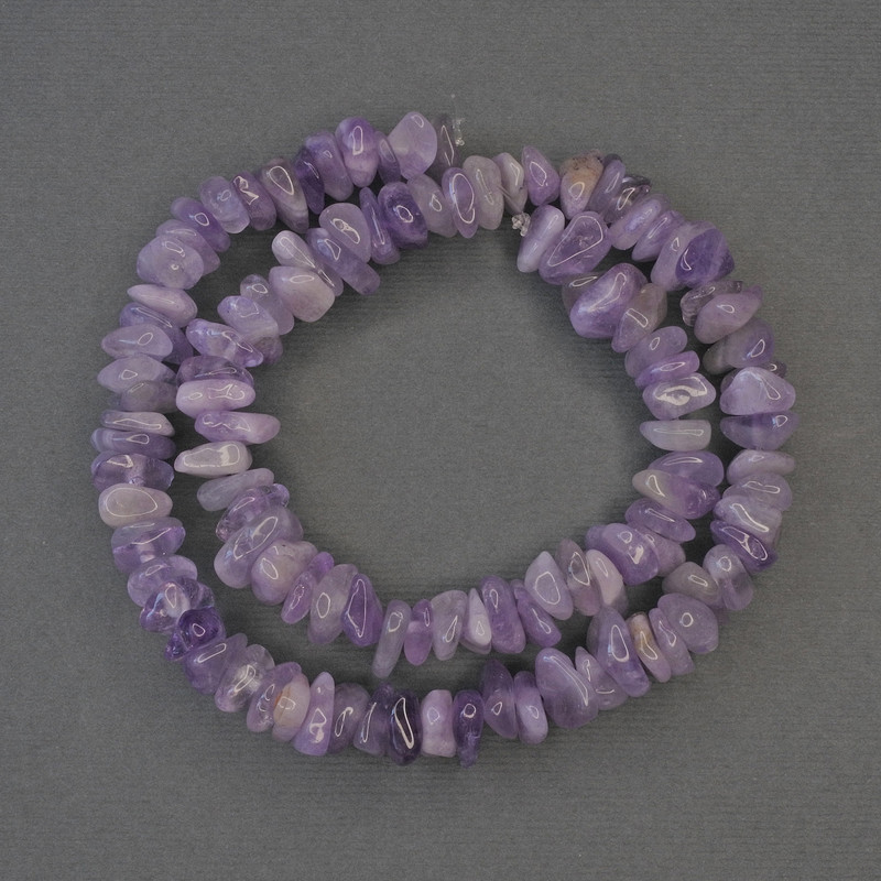 Amethyst-Krümel-Perlen, 10 × 3 mm, auf Faden, Länge 39 cm+