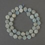 Aquamarin-Wabenperlen «Soti», Durchmesser 8,5 mm ±, mit Seed-Beads 3 mm ±, aufgezogen auf einem Faden