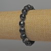 Schwarzes Feuerachat-Armband, facettierte Kugeln, Durchmesser ca. 9,5 mm, Länge ca. 18 cm, Elastikarmband