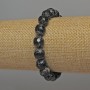 Schwarzes Feuerachat-Armband, facettierte Kugeln, Durchmesser ca. 9,5 mm, Länge ca. 18 cm, Elastikarmband