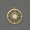 Perlmuttstern-Anhänger mit weißen Strasssteinen, goldfarbenem Metall, Durchmesser ca. 22 mm, Länge ca. 28 mm