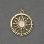 Perlmuttstern-Anhänger mit weißen Strasssteinen, goldfarbenem Metall, Durchmesser ca. 22 mm, Länge ca. 28 mm