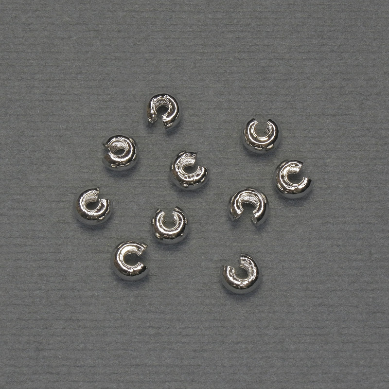 Crimpperle für Crimps, Durchmesser 4,5 mm, silberfarbenes Metall, Verpackung 10 Paare