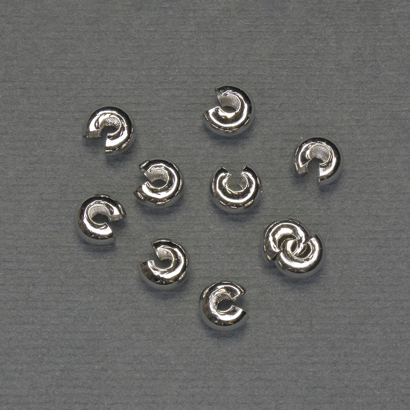 Crimpperle für Crimpverbindungen, Durchmesser 6 mm ±, silberfarbene Metalloberfläche, 10 Paar